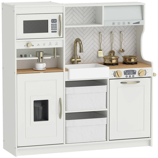 Kids Kitchen Playset With Coffee Machine, 3+, White Play Kitchen White, Gold, Grey at Gallery Canada