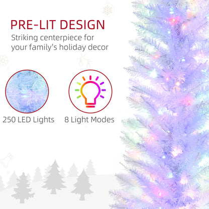 7' Pencil Artificial Christmas Tree, Colourful LED Lights, White Pencil Christmas Trees at Gallery Canada