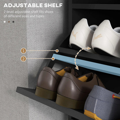 Modern Shoe Cabinet, 12 Pair Organizer, 2 Flip Doors, Adjustable Shelf, Black Shoe Storage Cabinets & Racks at Gallery Canada