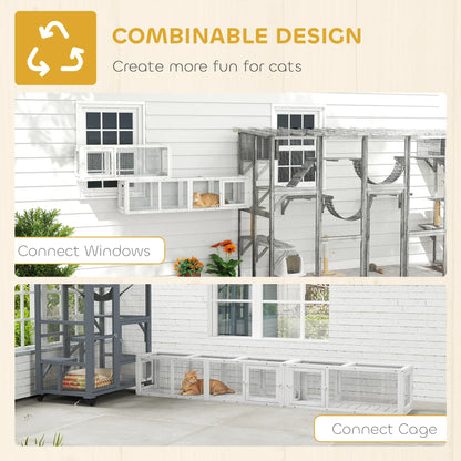 Cat Tunnel, Outdoor Enclosure, 98", 8 Doors, Combinable, White Outdoor Cat Enclosures at Gallery Canada