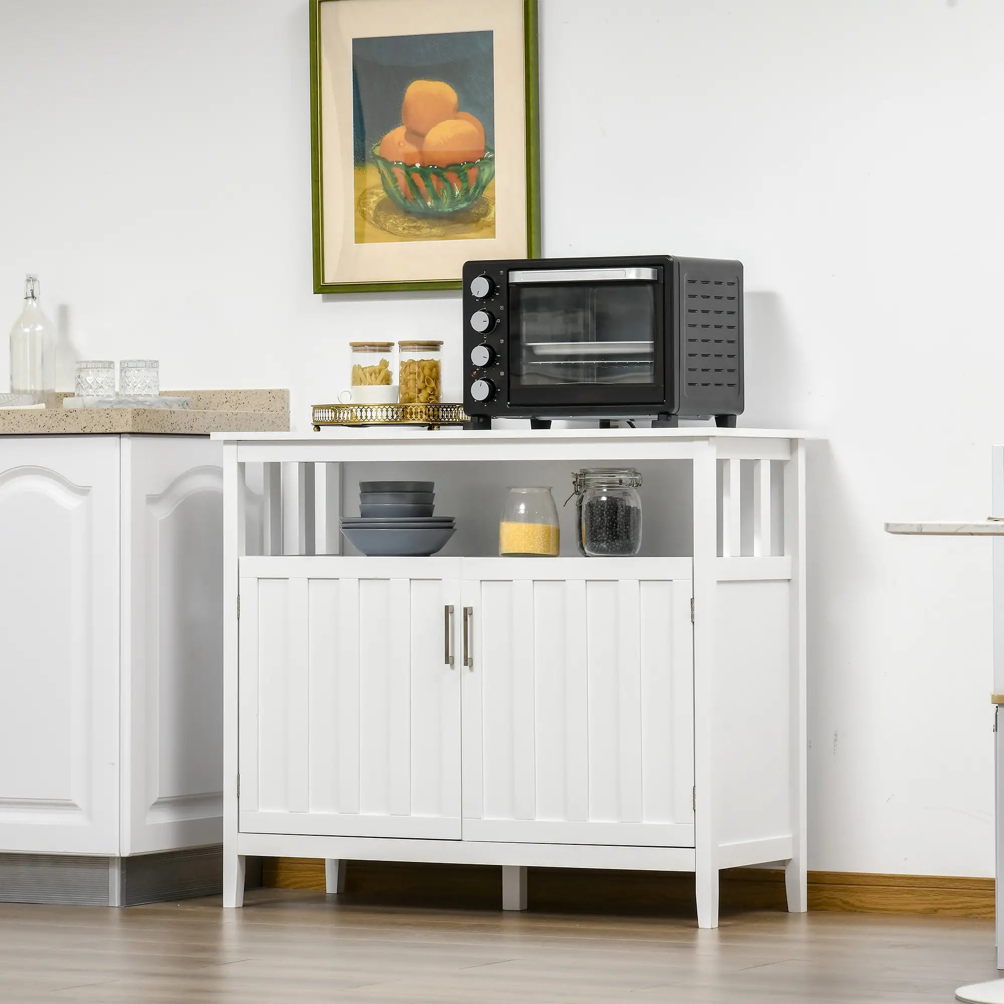 Sideboard Buffet Cabinet, 2 Doors, Adjustable Shelves, Kitchen Dining, White Bar Cabinets at Gallery Canada