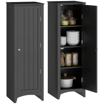 48" Kitchen Pantry Cabinet, Single Door, 4 Tier Adjustable Shelves, Black Kitchen Pantry Cabinets at Gallery Canada