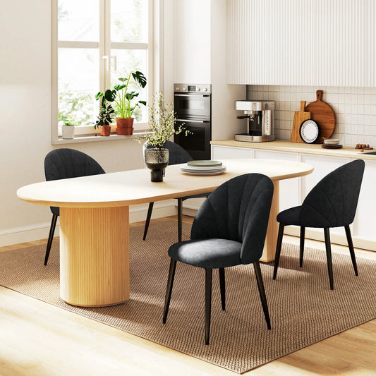 Modern Dining Chairs Set of 4, Upholstered, Metal Legs, Black Dining Chairs Black at Gallery Canada