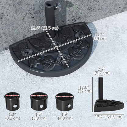 21 lbs Concrete Half Umbrella Base, Flower-Leaf Design, Black Umbrella Bases at Gallery Canada