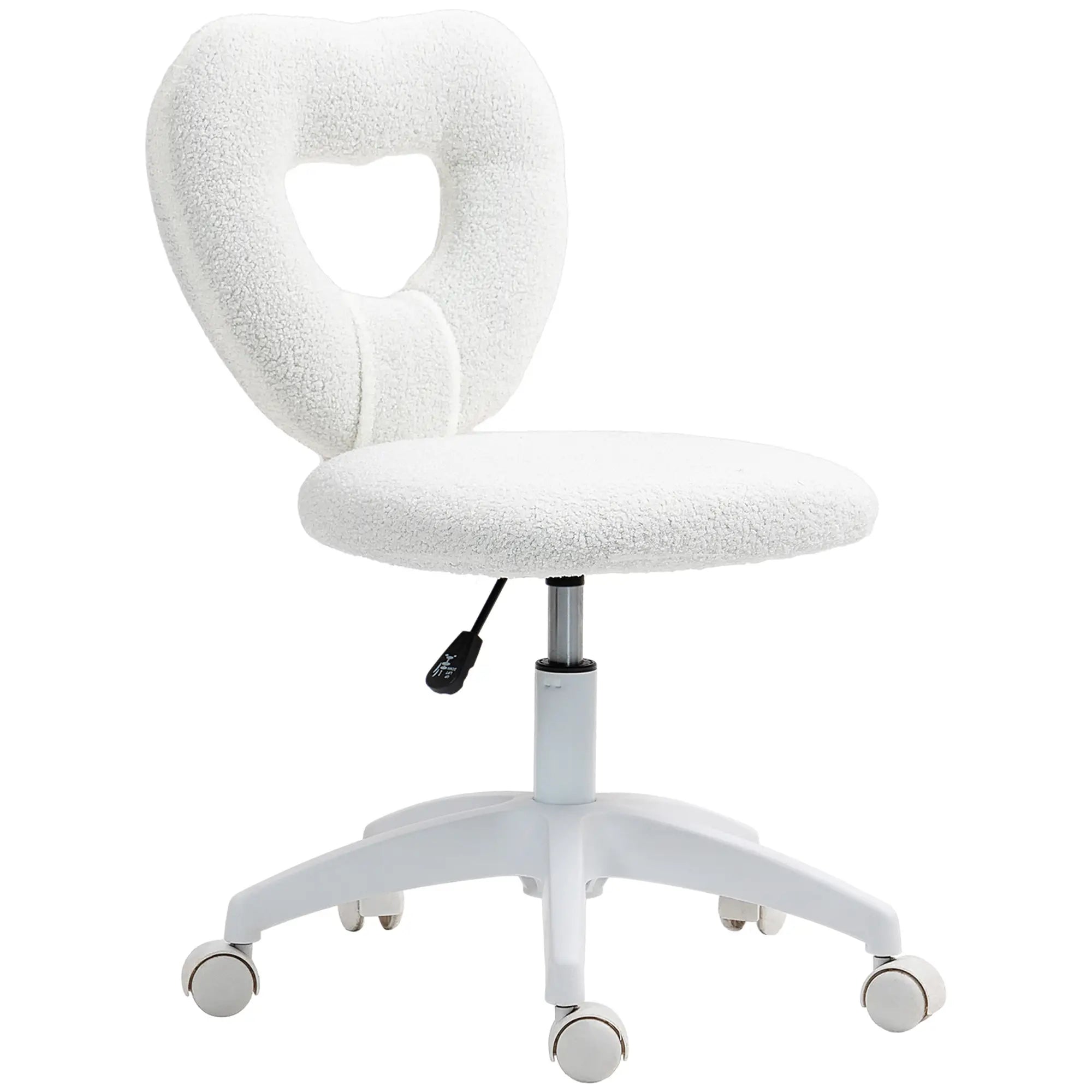 Armless Computer Desk Chair, Office Task Chair, Teddy Fleece, White Office Chairs White at Gallery Canada