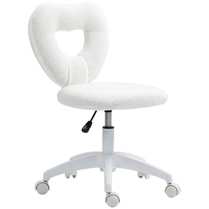Armless Computer Desk Chair, Office Task Chair, Teddy Fleece, White Office Chairs White at Gallery Canada
