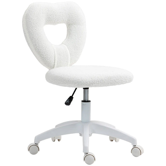 Armless Computer Desk Chair, Office Task Chair, Teddy Fleece, White Office Chairs White at Gallery Canada