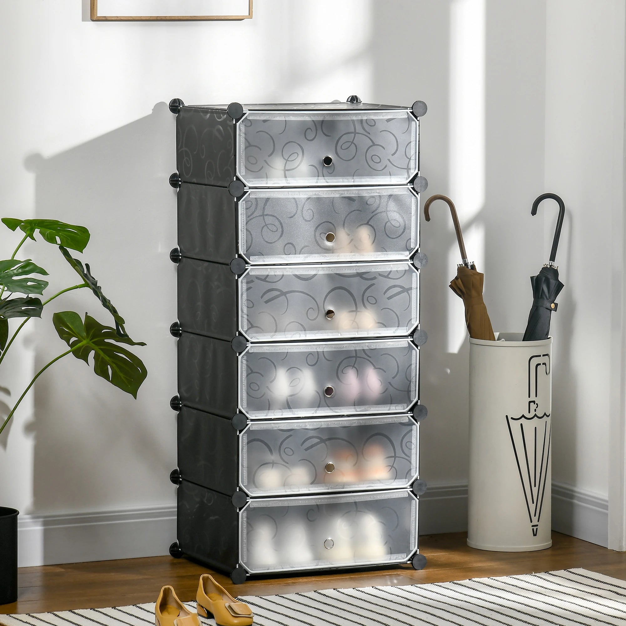 6-Tier Shoe Rack, 6 Cube Storage Organizer, Black Storage Cabinets at Gallery Canada