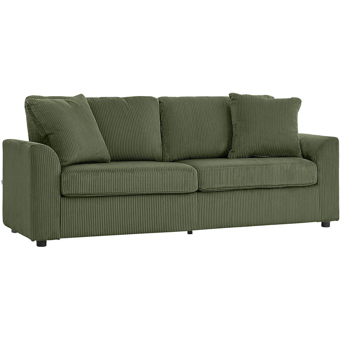 3 Seater Sofa, 83.5" Upholstered Couch, Pocket Spring, 2 Cushions, Green 3-Seater Sofas Green at Gallery Canada