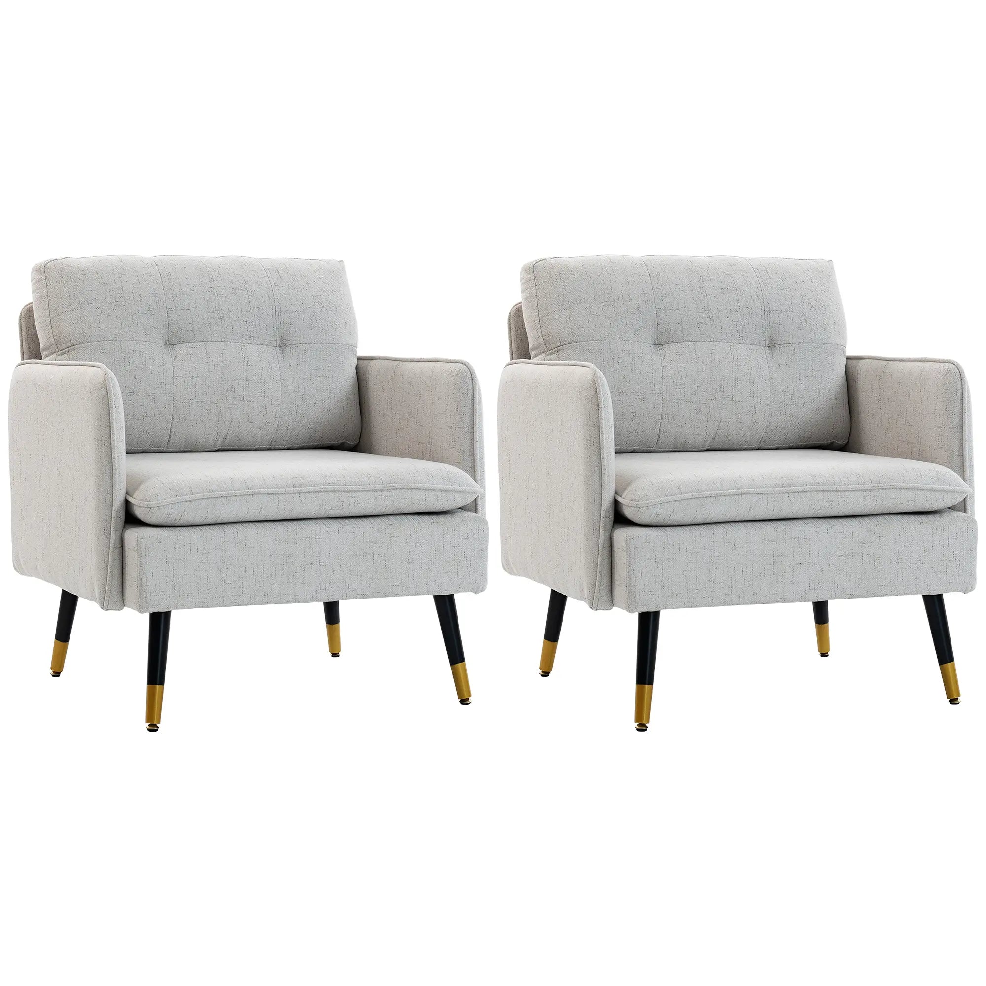 Accent Chairs Set of 2, Upholstered Armchairs, Tufted Back Cushion, Steel Legs Accent Chairs at Gallery Canada