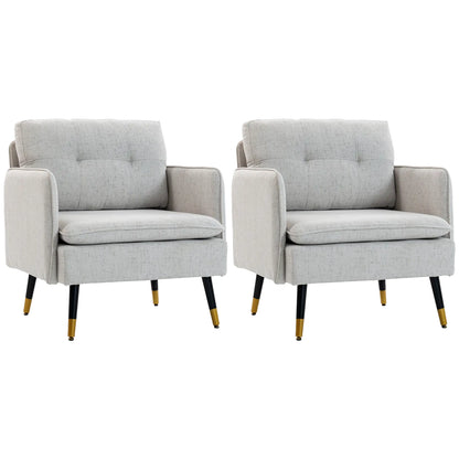 Accent Chairs Set of 2, Upholstered Armchairs, Tufted Back Cushion, Steel Legs Accent Chairs at Gallery Canada