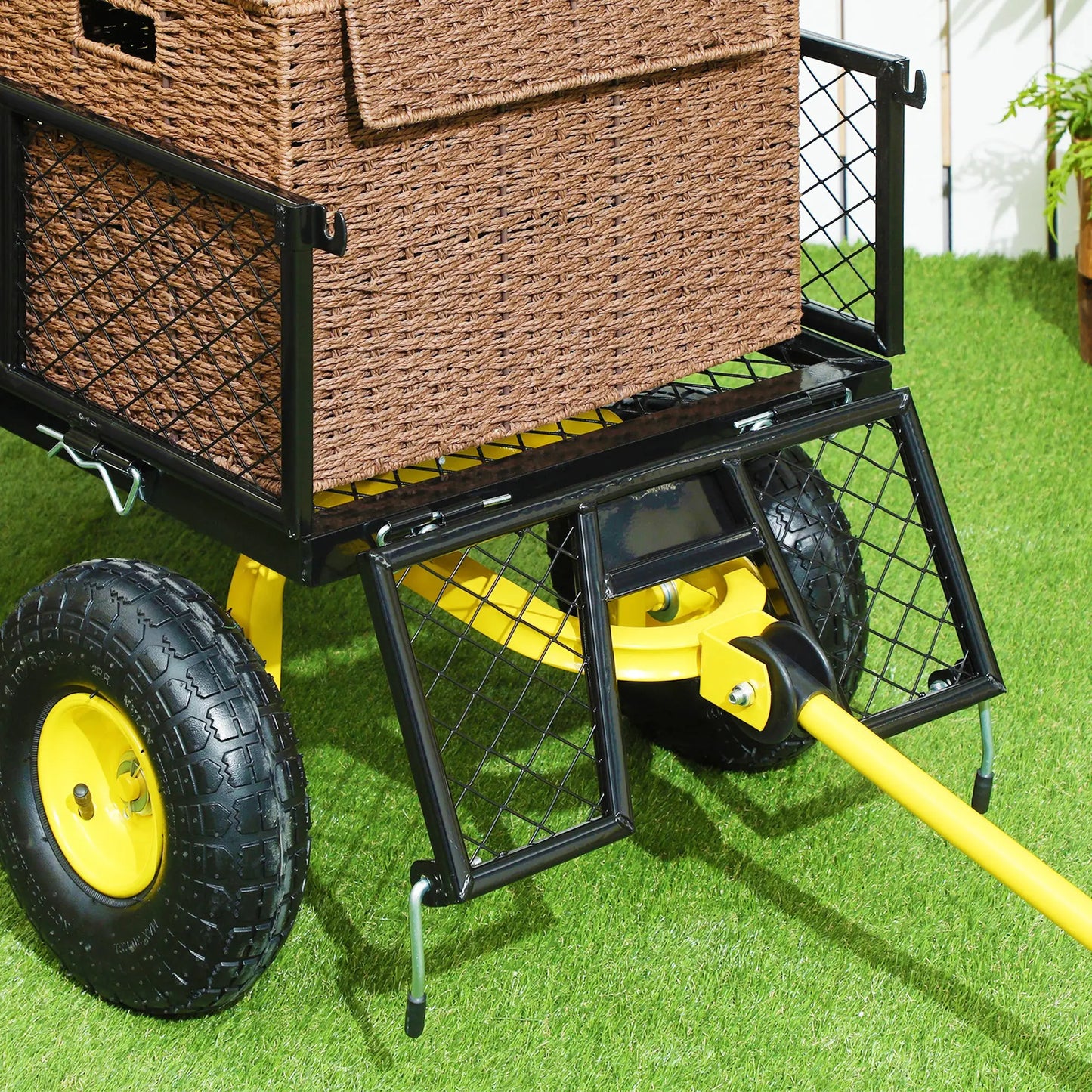 Steel Garden Cart, Utility Wagon, Removable Sides, 10" Wheels, 440lbs Capacity Folding Garden Carts at Gallery Canada