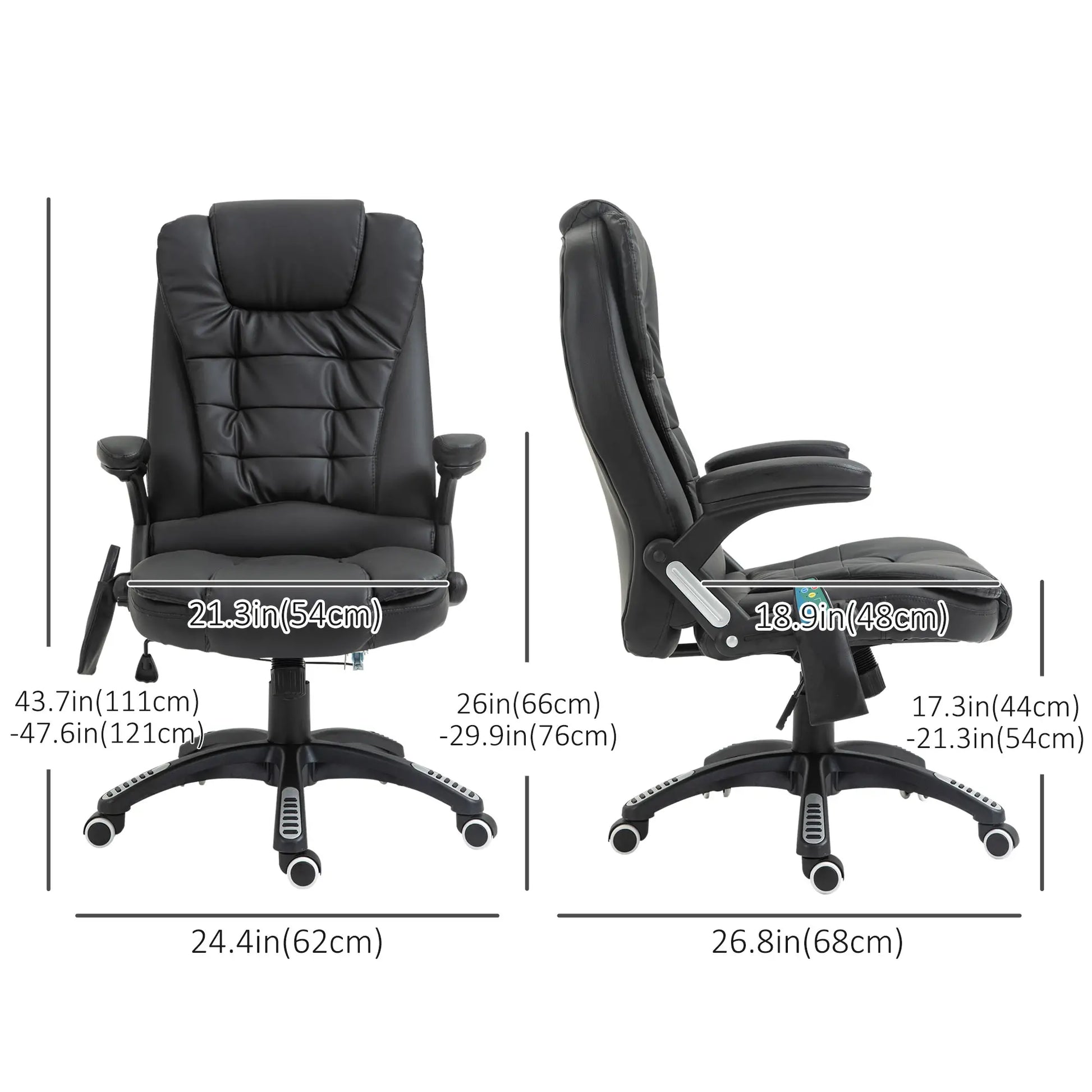 Executive Massage Chair, Heated High Back, Reclining, Swivel, Leather, Adjustable, Vibrating, Black Massage Chairs at Gallery Canada