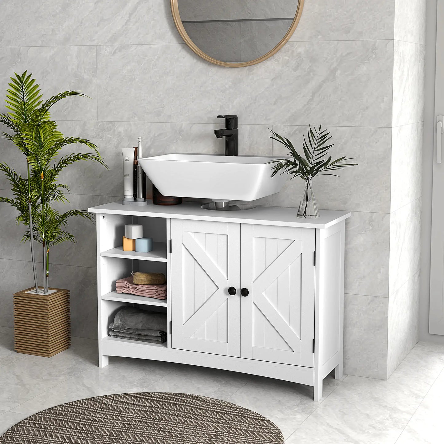 Bathroom Vanity Cabinet, Under Sink Storage, Double Doors, White Sink Cabinets at Gallery Canada