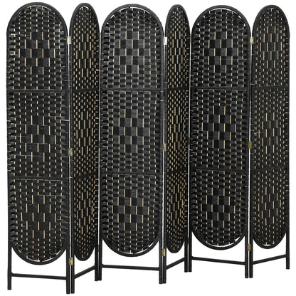 Bohemian Privacy Screen, 6 Panel Folding Room Divider, Arched Top, Black Room Dividers Black at Gallery Canada