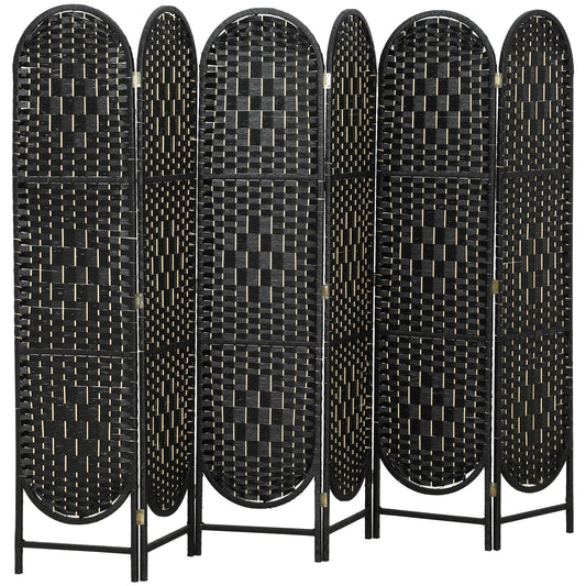 Bohemian Privacy Screen, 6 Panel Folding Room Divider, Arched Top, Black Room Dividers Black at Gallery Canada