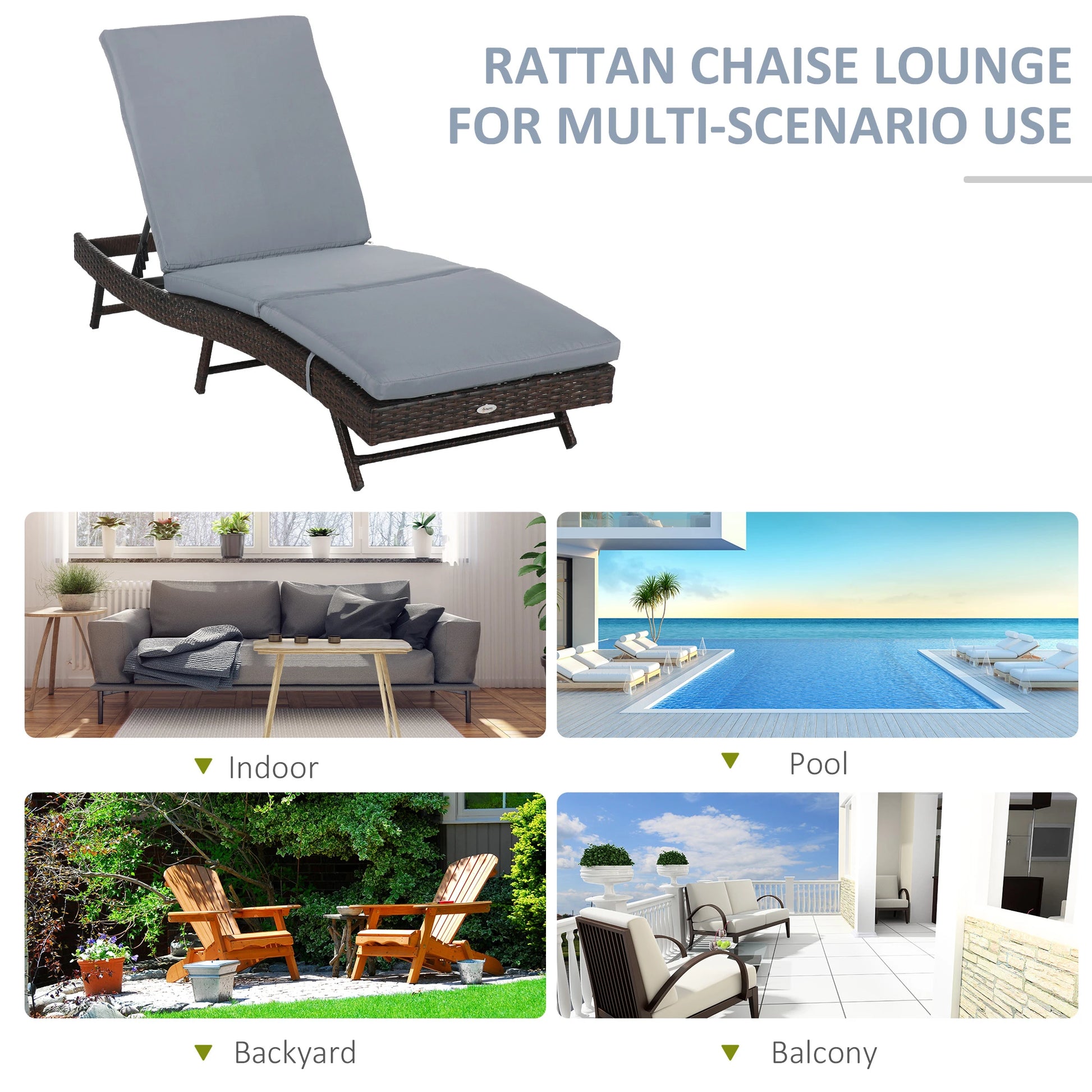 Wicker Patio Lounger, Outdoor S Shape Recliner, Adjustable Backrest, Grey Chaise Loungers at Gallery Canada