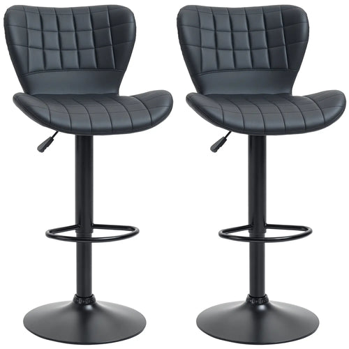 Adjustable Swivel Bar Stools, Set of 2, PU Leather, Black