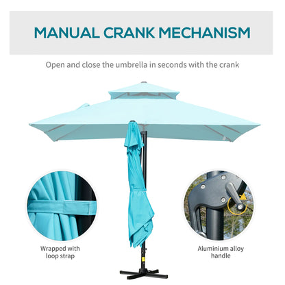 10' x 10' Cantilever Patio Umbrella, Double Top, 360° Rotation, Light Blue Cantilever Umbrellas at Gallery Canada