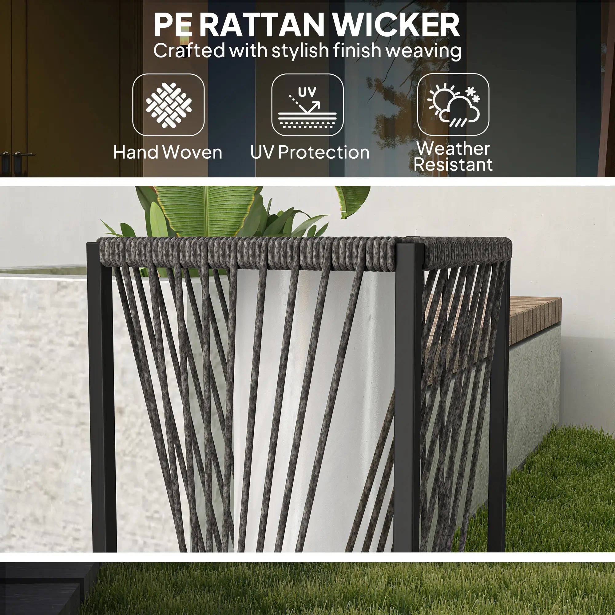 Rattan Solar Floor Lamp, Auto On/Off LED, IP44, Grey Solar Post Lamps at Gallery Canada