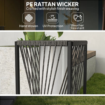 Rattan Solar Floor Lamp, Auto On/Off LED, IP44, Grey Solar Post Lamps at Gallery Canada