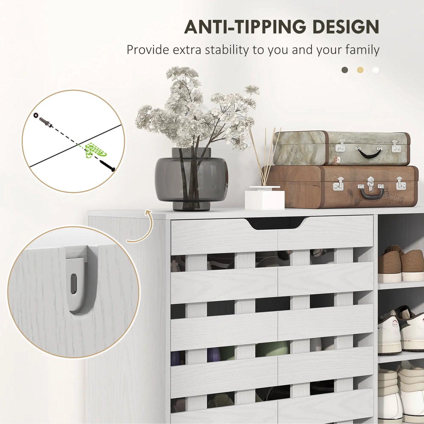 21 Pair Shoe Cabinet, 5-Tier Double Door Cupboard, White Shoe Storage Cabinets & Racks at Gallery Canada