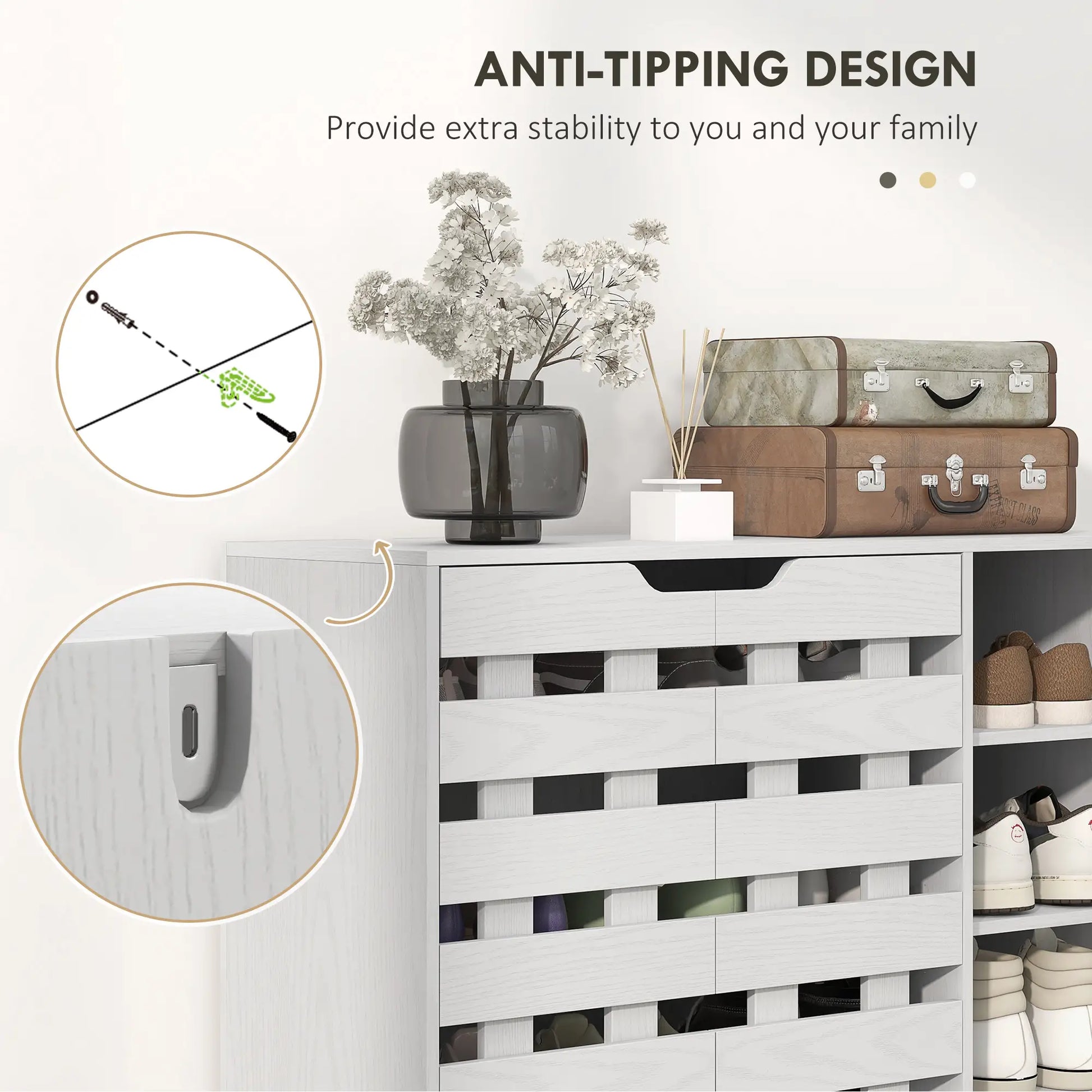 21 Pair Shoe Cabinet, 5-Tier Double Door Cupboard, White Shoe Storage Cabinets & Racks at Gallery Canada