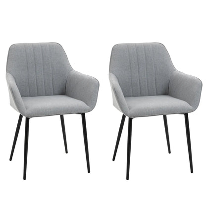 Upholstered Linen Dining Chairs, Set of 2, Metal Legs, Light Grey Bar Stools Light Grey at Gallery Canada