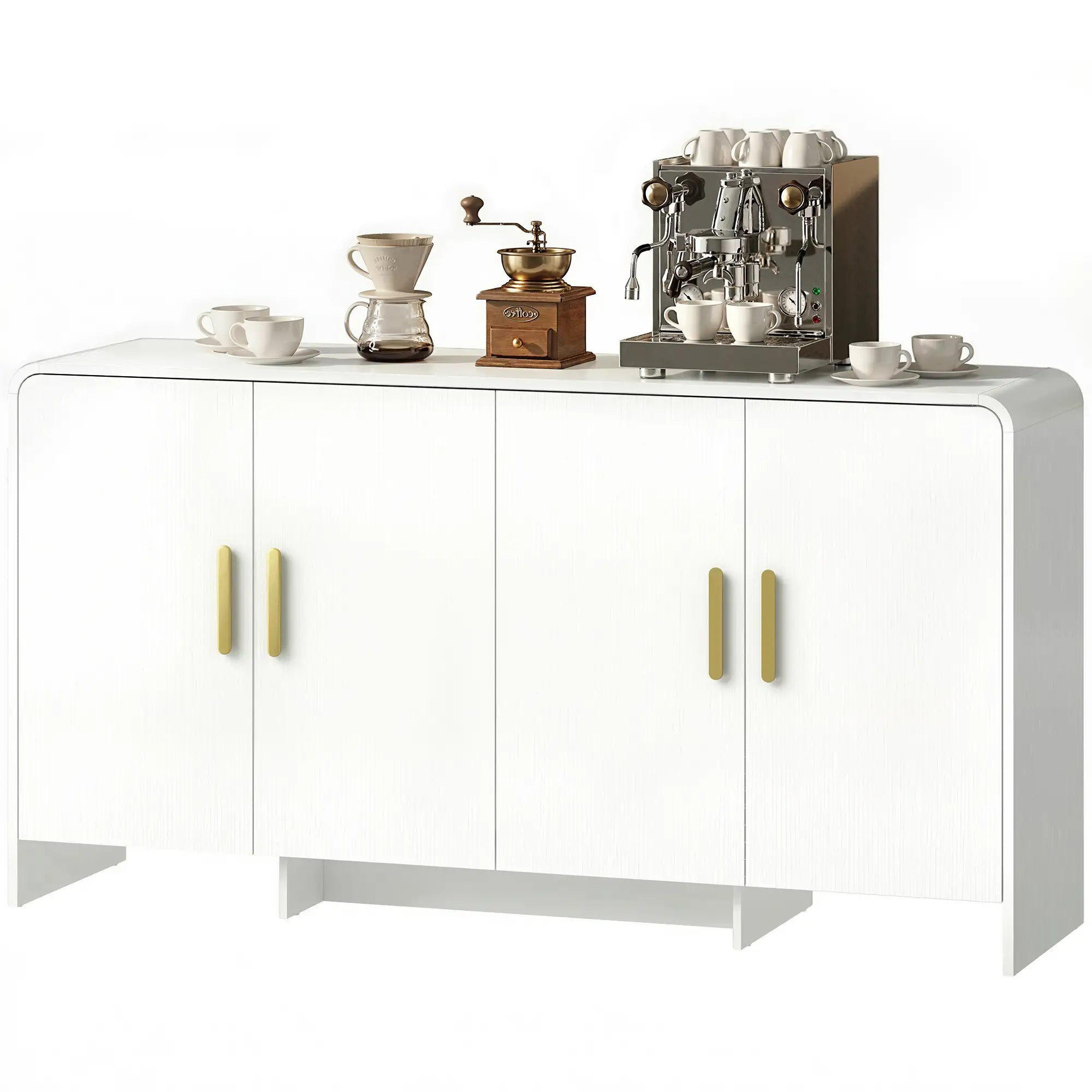 60 Inch Sideboard Buffet Cabinet, TV Stand For 72 Inch TVs, White Wood Grain, White Bar Cabinets White Wood Grain at Gallery Canada