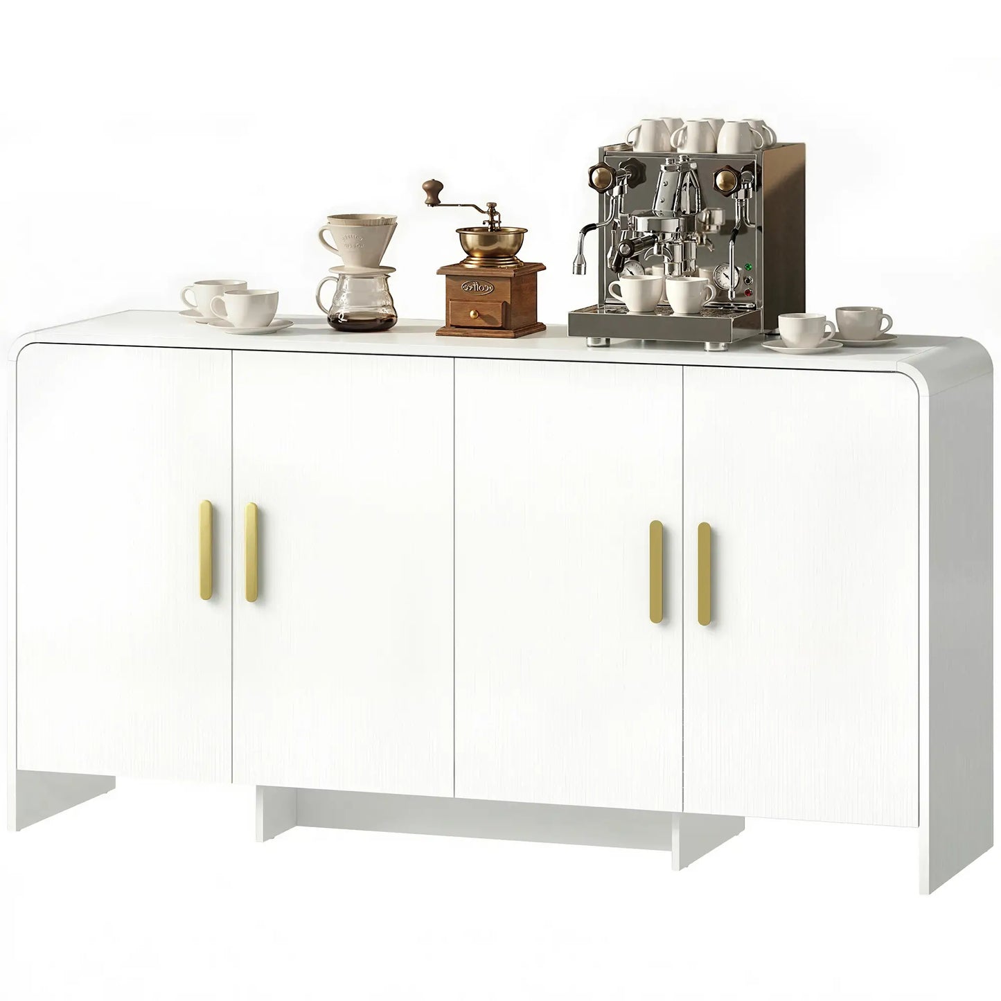 60 Inch Sideboard Buffet Cabinet, TV Stand For 72 Inch TVs, White Wood Grain, White Bar Cabinets White Wood Grain at Gallery Canada