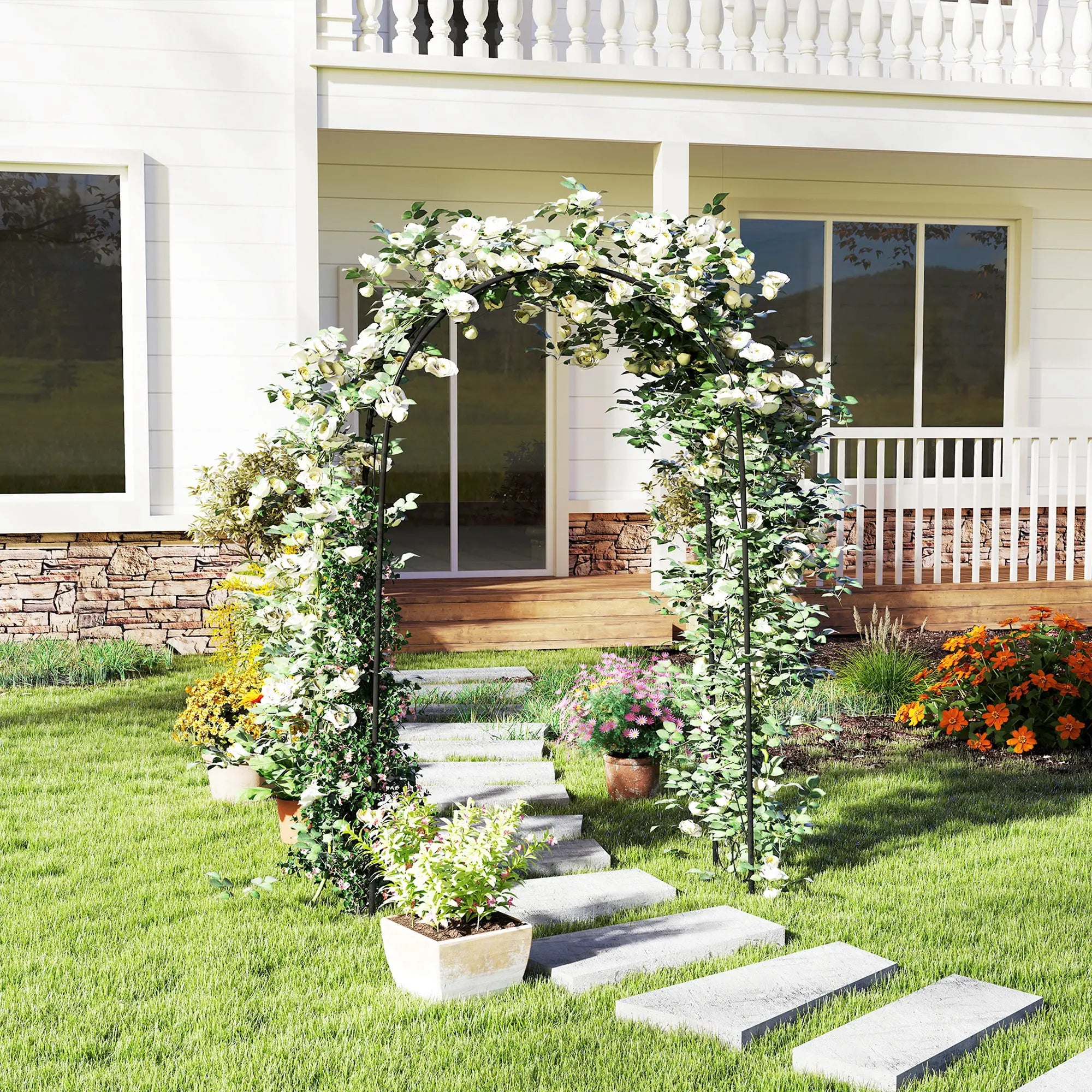 Steel Garden Arch, 7.5' Arbor Trellis for Climbing Plants, Roses Garden Arches at Gallery Canada