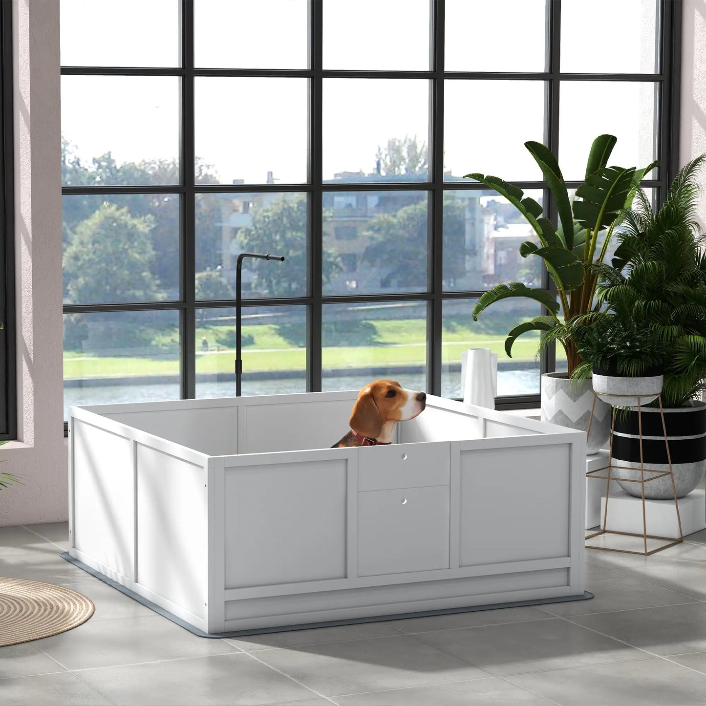 Dog Whelping Box, Waterproof Pad, Adjustable Door, 49" x 47" Houses, Kennels & Pens at Gallery Canada