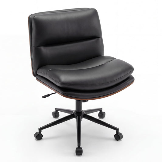 Armless Office Chair, Curved Backrest, Padded Seat, Black Armless Chairs Black at Gallery Canada