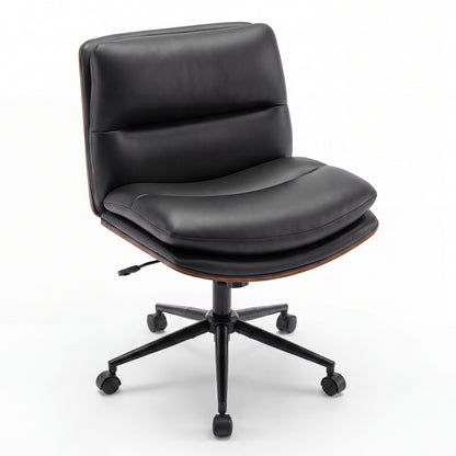 Armless Office Chair, Curved Backrest, Padded Seat, Black Armless Chairs at Gallery Canada