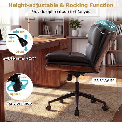 Armless Office Chair, Curved Backrest, Padded Seat, Black Armless Chairs at Gallery Canada