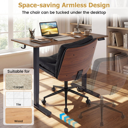 Armless Office Chair, Curved Backrest, Padded Seat, Black Armless Chairs at Gallery Canada