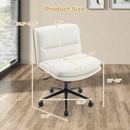 Armless Office Chair, Curved Backrest, Padded Seat, White Armless Chairs at Gallery Canada