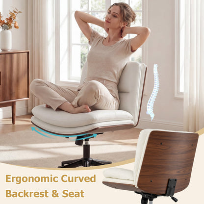 Armless Office Chair, Curved Backrest, Padded Seat, White Armless Chairs at Gallery Canada