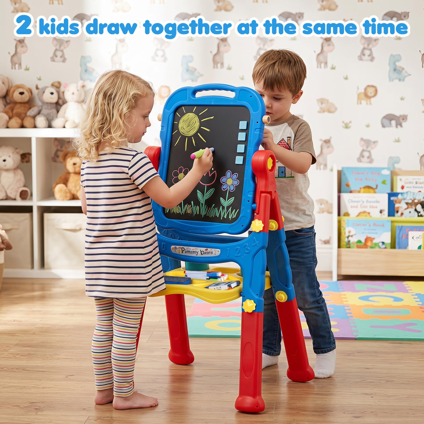 Art Easel for Kids, Adjustable Height, Blue