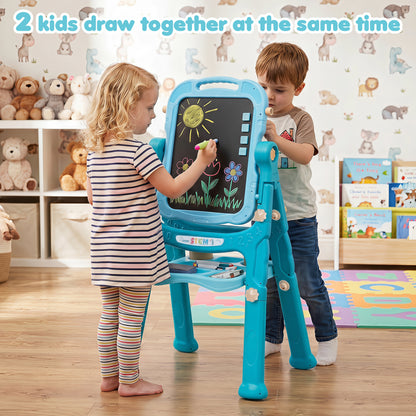 Kids Art Easel with Adjustable Height, Green