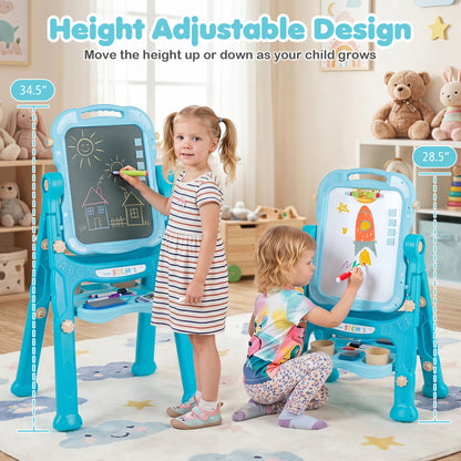 Kids Art Easel with Adjustable Height, Green