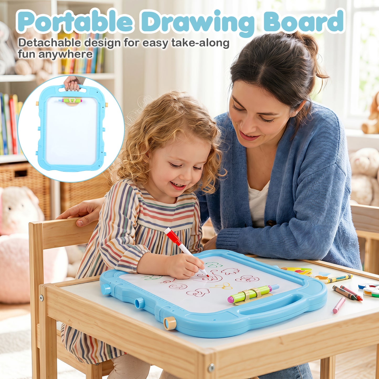 Kids Art Easel with Adjustable Height, Green
