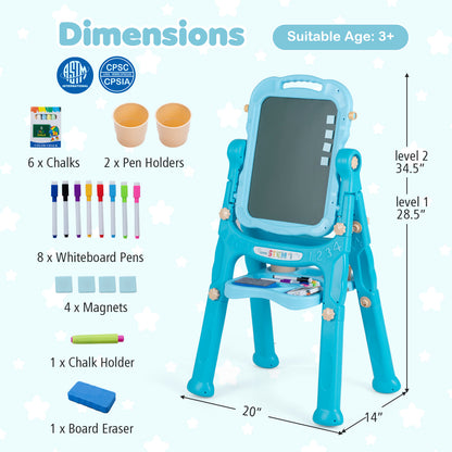 Kids Art Easel with Adjustable Height, Green
