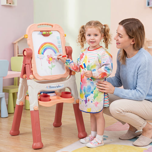Art Easel for Kids, Adjustable Height, Pink