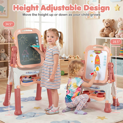 Art Easel for Kids, Adjustable Height, Pink