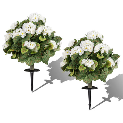 Artificial Begonia Ball Trees, Set of 2, 13 inch, White Faux Plants White at Gallery Canada