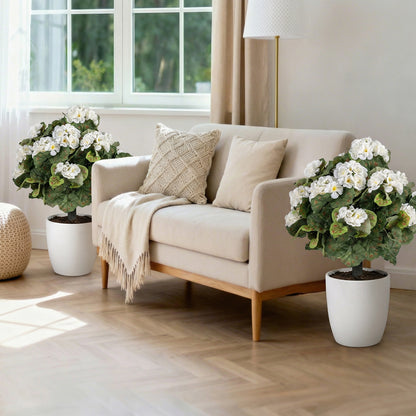 Artificial Begonia Ball Trees, Set of 2, 13 inch, White Faux Plants at Gallery Canada