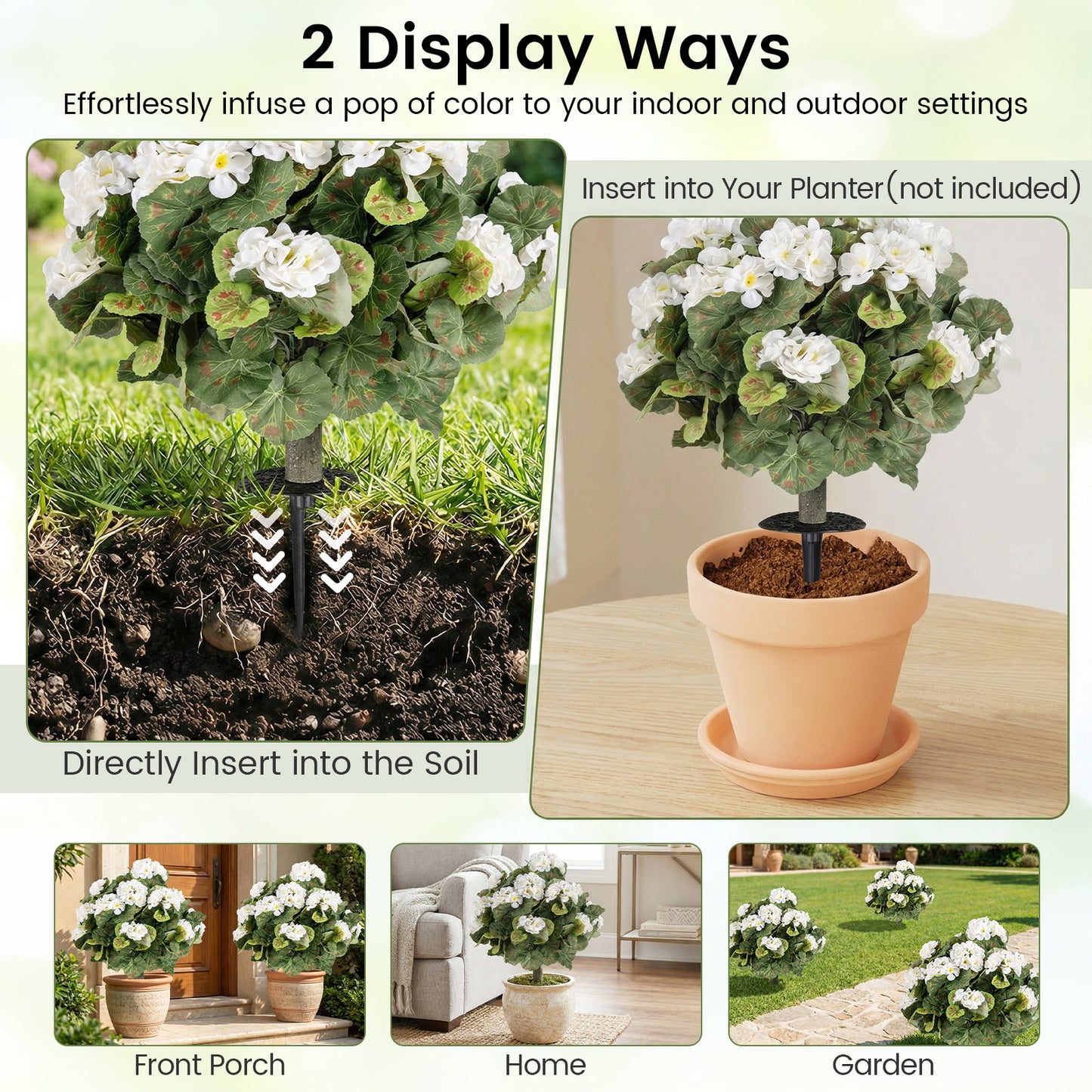 Artificial Begonia Ball Trees, Set of 2, 13 inch, White Faux Plants at Gallery Canada