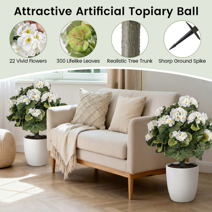 Artificial Begonia Ball Trees, Set of 2, 13 inch, White Faux Plants at Gallery Canada