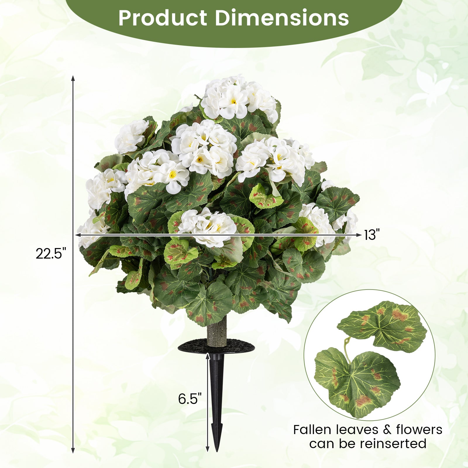 Artificial Begonia Ball Trees, Set of 2, 13 inch, White Faux Plants at Gallery Canada